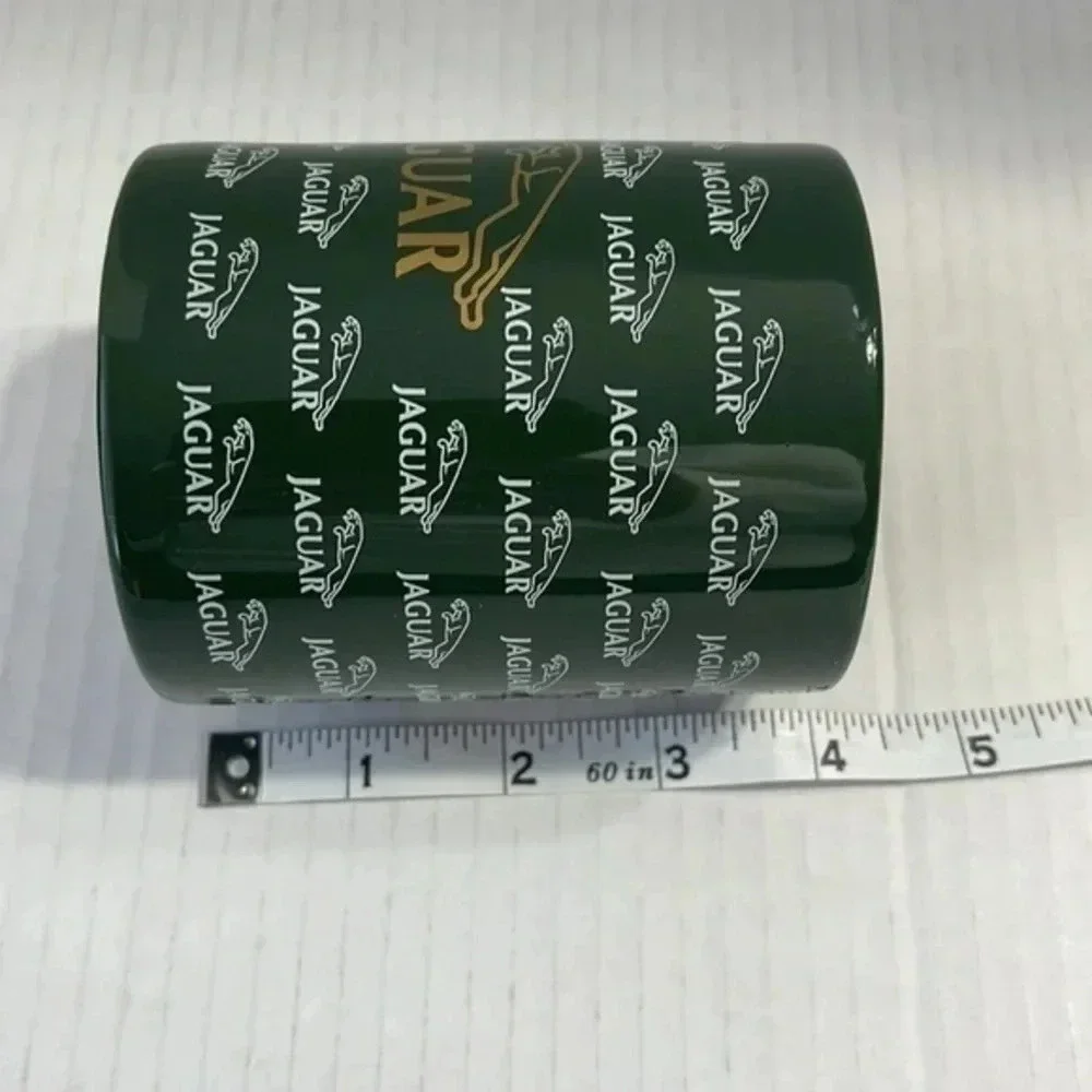 Set of 2 Jaguar Automotive Logo Coffee‎ Mugs Green/Gold Made in the USA